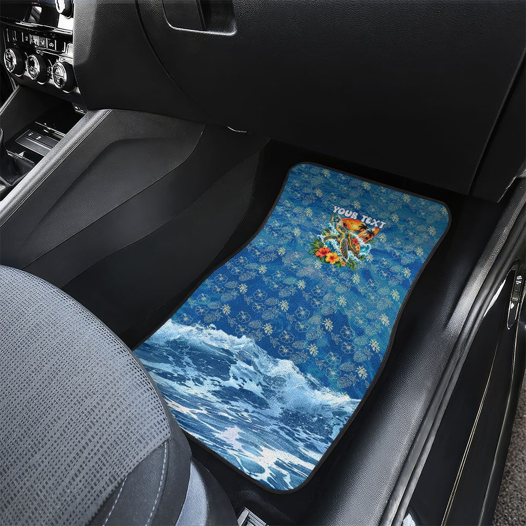 Personalized Hawaii 60th Birthday Sea Turtle Car Mats Tropical Ocean Wave Floral Surfboard