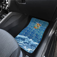 Personalized Hawaii 60th Birthday Sea Turtle Car Mats Tropical Ocean Wave Floral Surfboard