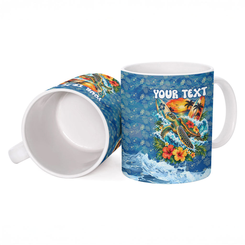 Personalized Hawaii 60th Birthday Sea Turtle Ceramic Mug Tropical Ocean Wave Floral Surfboard TS04 - Polynesian Pride