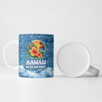 Personalized Hawaii 60th Birthday Sea Turtle Ceramic Mug Tropical Ocean Wave Floral Surfboard TS04 - Polynesian Pride