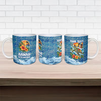 Personalized Hawaii 60th Birthday Sea Turtle Ceramic Mug Tropical Ocean Wave Floral Surfboard TS04 - Polynesian Pride