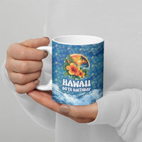Personalized Hawaii 60th Birthday Sea Turtle Ceramic Mug Tropical Ocean Wave Floral Surfboard TS04 - Polynesian Pride