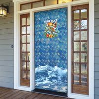 Personalized Hawaii 60th Birthday Sea Turtle Door Cover Tropical Ocean Wave Floral Surfboard TS04 - Polynesian Pride