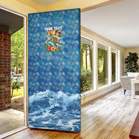 Personalized Hawaii 60th Birthday Sea Turtle Door Cover Tropical Ocean Wave Floral Surfboard TS04 - Polynesian Pride