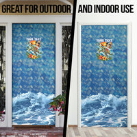 Personalized Hawaii 60th Birthday Sea Turtle Door Cover Tropical Ocean Wave Floral Surfboard TS04 - Polynesian Pride