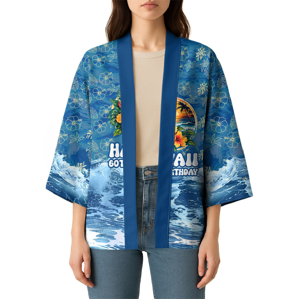 Personalized Hawaii 60th Birthday Sea Turtle Kimono Tropical Ocean Wave Floral Surfboard TS04 - Polynesian Pride