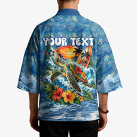 Personalized Hawaii 60th Birthday Sea Turtle Kimono Tropical Ocean Wave Floral Surfboard TS04 - Polynesian Pride