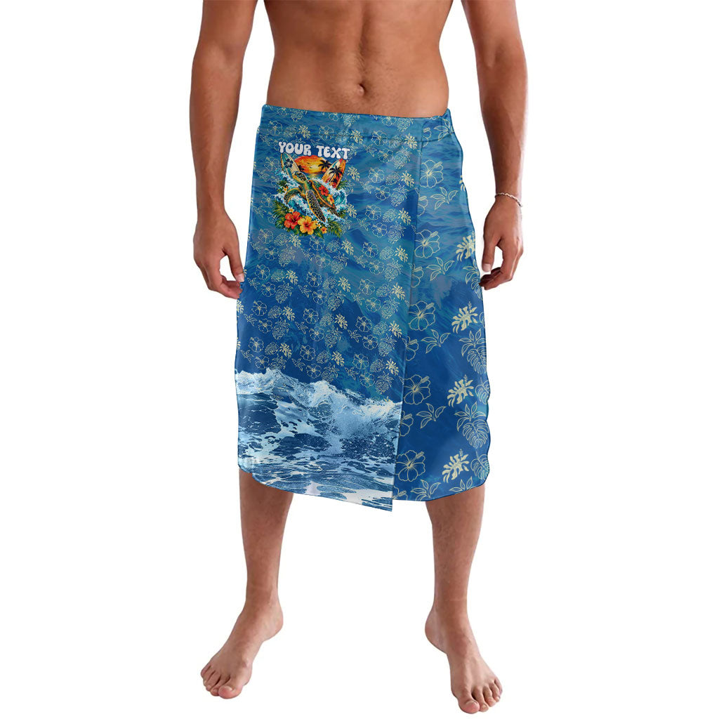 Personalized Hawaii 60th Birthday Sea Turtle Lavalava Tropical Ocean Wave Floral Surfboard