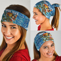 Personalized Hawaii 60th Birthday Sea Turtle Neck Gaiter Tropical Ocean Wave Floral Surfboard