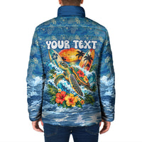 Personalized Hawaii 60th Birthday Sea Turtle Padded Jacket Tropical Ocean Wave Floral Surfboard TS04 - Polynesian Pride