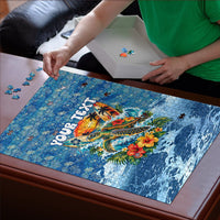 Personalized Hawaii 60th Birthday Sea Turtle Puzzle Tropical Ocean Wave Floral Surfboard TS04 - Polynesian Pride