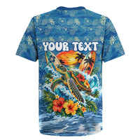Personalized Hawaii 60th Birthday Sea Turtle Rugby Jersey Tropical Ocean Wave Floral Surfboard TS04 - Polynesian Pride