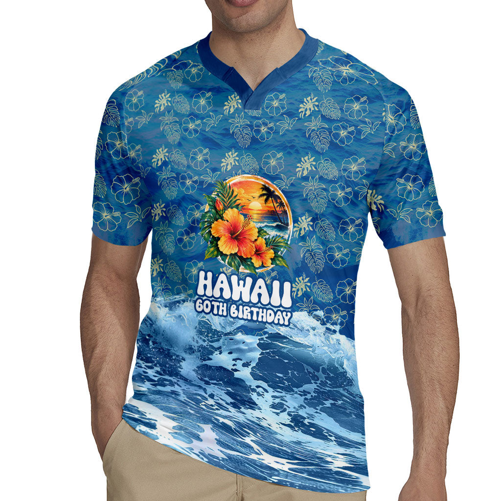 Personalized Hawaii 60th Birthday Sea Turtle Rugby Jersey Tropical Ocean Wave Floral Surfboard TS04 - Polynesian Pride