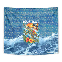 Personalized Hawaii 60th Birthday Sea Turtle Tapestry Tropical Ocean Wave Floral Surfboard