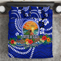 50th Anniversary Wedding Polynesian Bedding Set Mom And Dad Floral Tribal Jubilee Tropical TS04 Blue - Polynesian Pride
