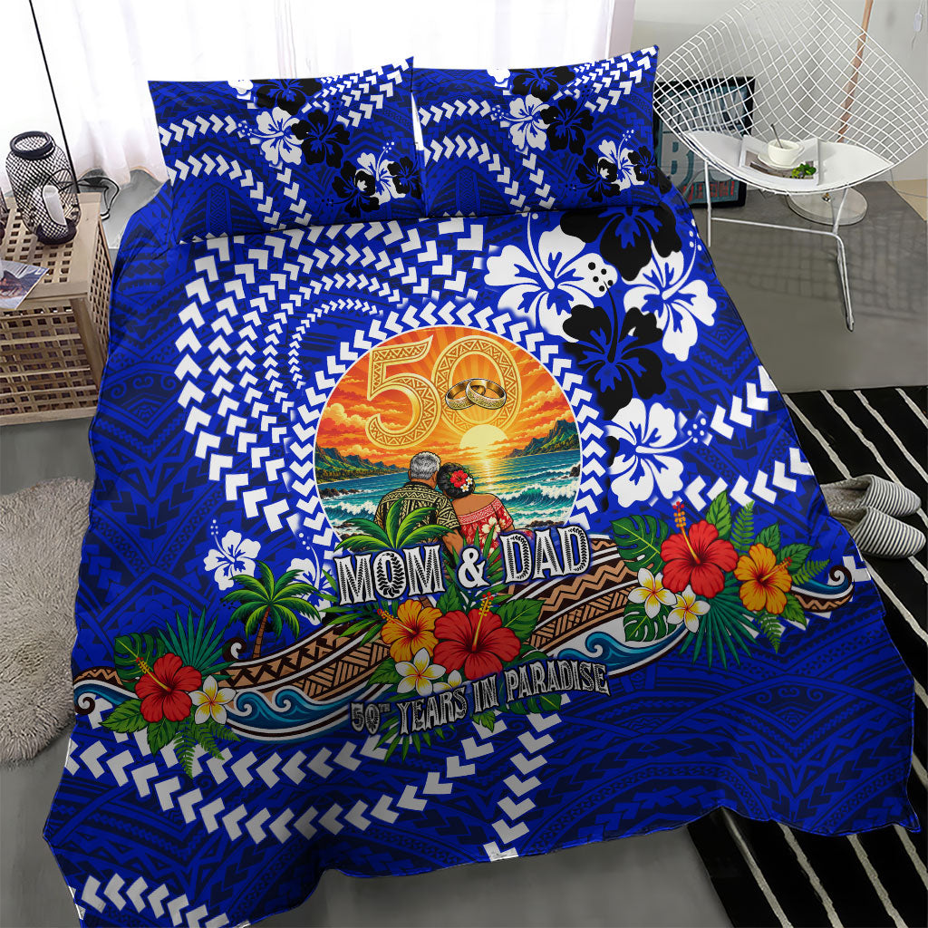 50th Anniversary Wedding Polynesian Bedding Set Mom And Dad Floral Tribal Jubilee Tropical TS04 - Polynesian Pride