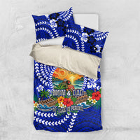 50th Anniversary Wedding Polynesian Bedding Set Mom And Dad Floral Tribal Jubilee Tropical TS04 US Twin 172cm x 218cm Blue - Polynesian Pride