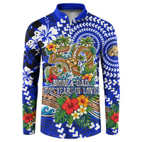 50th Anniversary Wedding Polynesian Button Sweatshirt Mom And Dad Floral Tribal Jubilee Tropical TS04 Blue - Polynesian Pride
