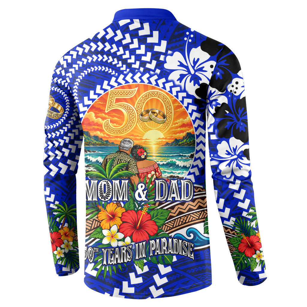 50th Anniversary Wedding Polynesian Button Sweatshirt Mom And Dad Floral Tribal Jubilee Tropical TS04 - Polynesian Pride