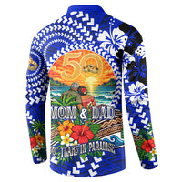 50th Anniversary Wedding Polynesian Button Sweatshirt Mom And Dad Floral Tribal Jubilee Tropical TS04 - Polynesian Pride