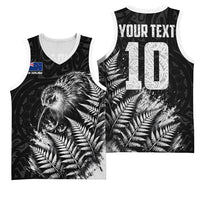 Personalized New Zealand Kiwi Bird Basketball Jersey Grunge Maori Tribal Pattern Silver Fern