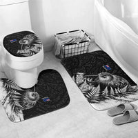 Personalized New Zealand Kiwi Bird Bathroom Set Grunge Maori Tribal Pattern Silver Fern
