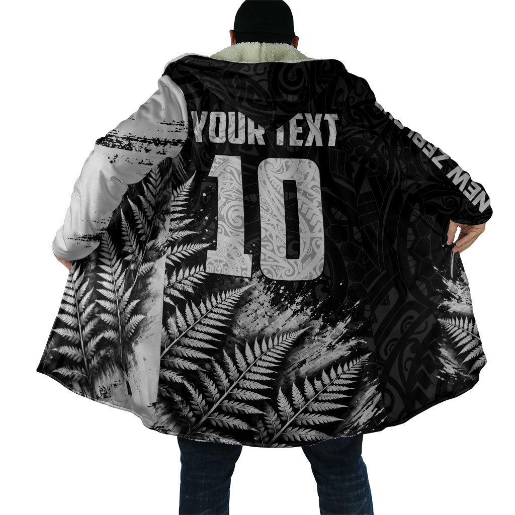 Personalized New Zealand Kiwi Bird Cloak Grunge Maori Tribal Pattern Silver Fern