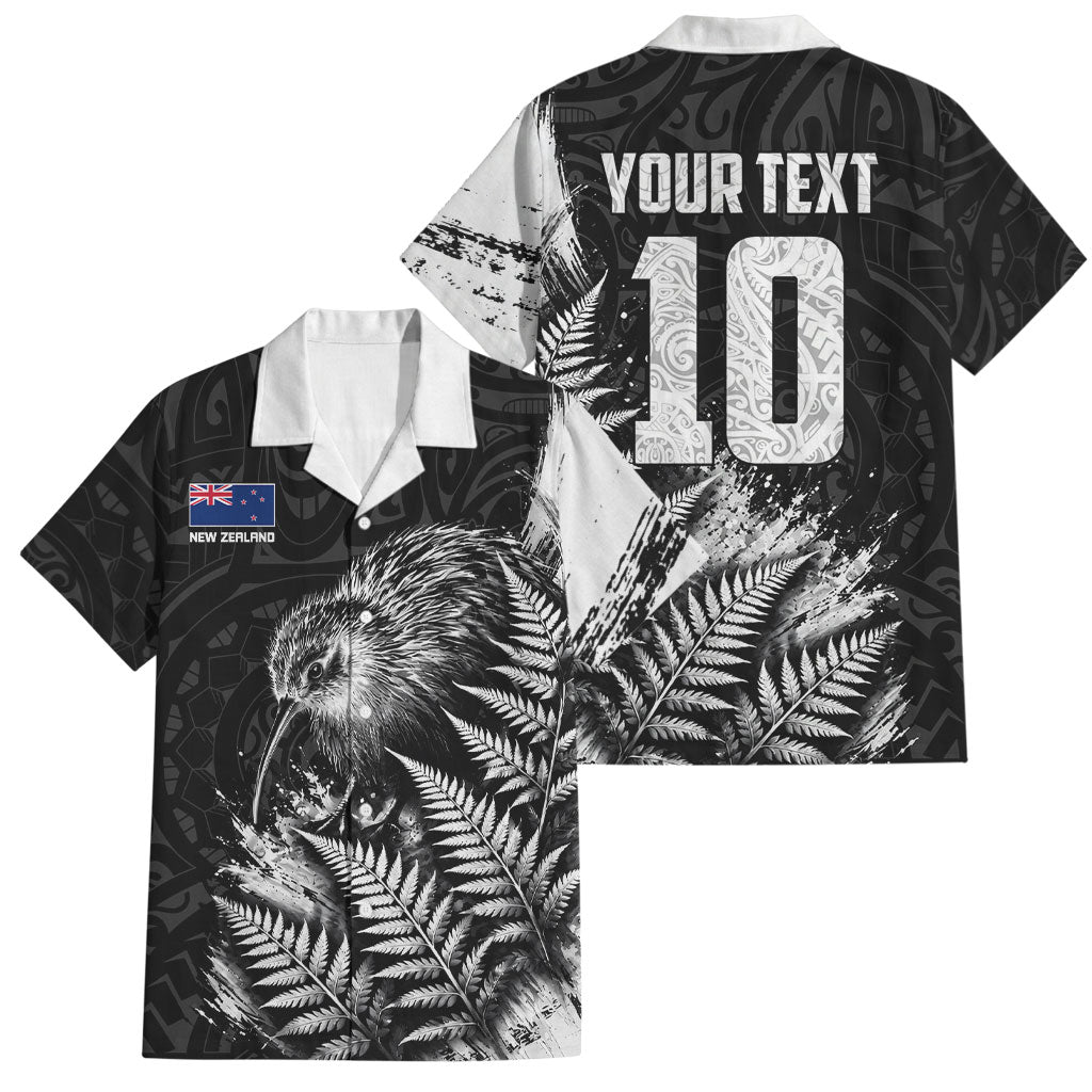 Personalized New Zealand Kiwi Bird Family Matching Summer Maxi Dress and Hawaiian Shirt Grunge Maori Tribal Pattern Silver Fern