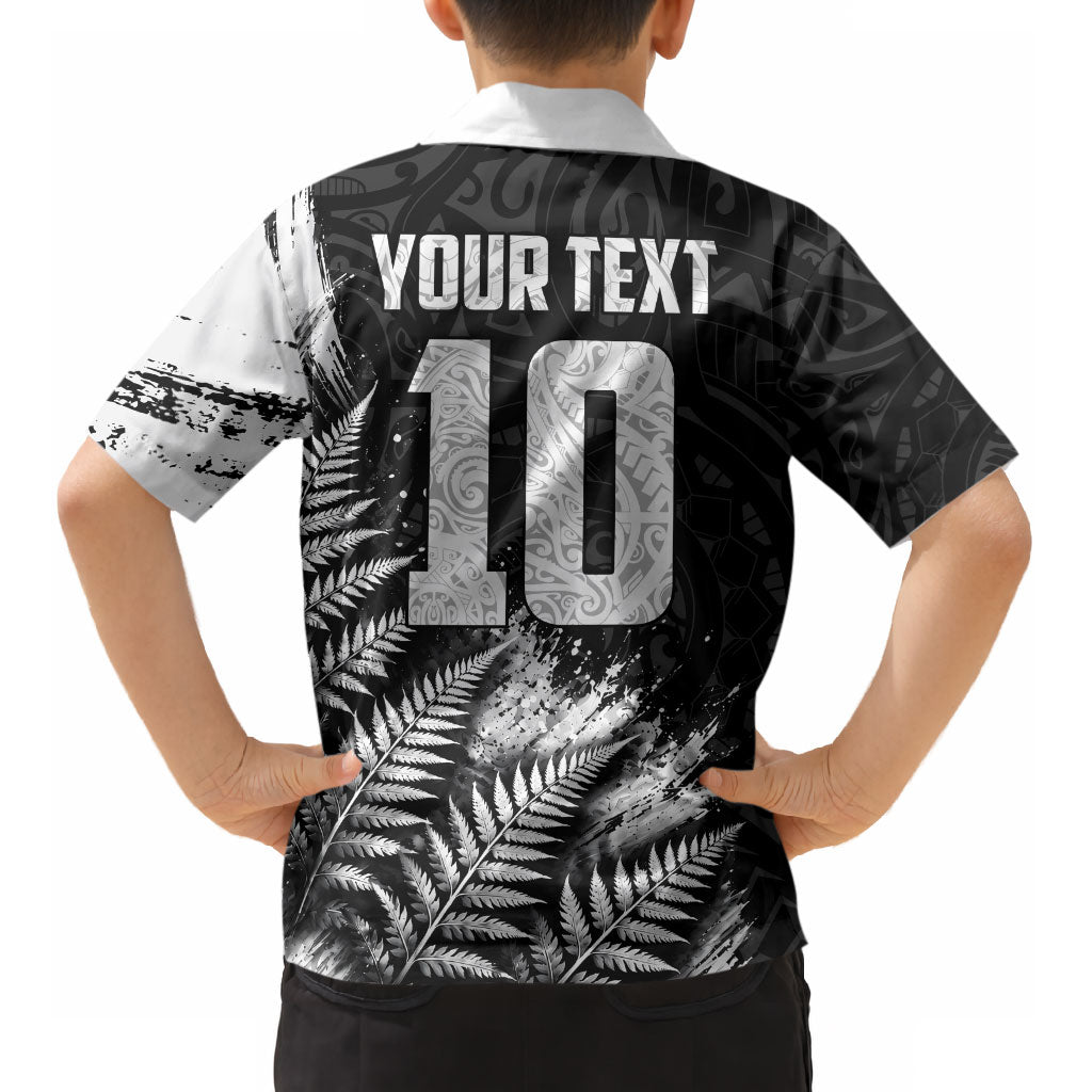 Personalized New Zealand Kiwi Bird Kid Hawaiian Shirt Grunge Maori Tribal Pattern Silver Fern