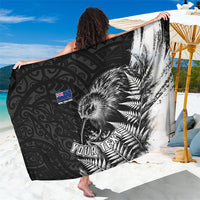 Personalized New Zealand Kiwi Bird Sarong Grunge Maori Tribal Pattern Silver Fern