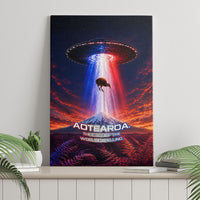 New Zealand Aotearoa Kiwi UFO Canvas Wall Art Sci-Fi Galaxy Sunset Sky Tower And Mountain