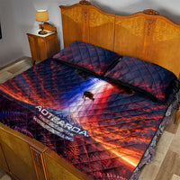 New Zealand Aotearoa Kiwi UFO Quilt Bed Set Sci-Fi Galaxy Sunset Sky Tower And Mountain