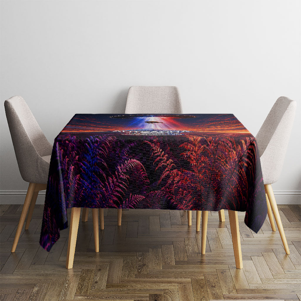 New Zealand Aotearoa Kiwi UFO Tablecloth Sci-Fi Galaxy Sunset Sky Tower And Mountain