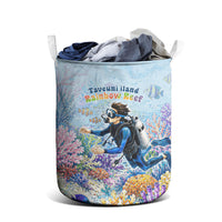 Fiji Taveuni Rainbow Reef Laundry Basket Scuba Diver Vibrant Undersea Coral Garden Watercolor