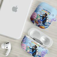 Fiji Taveuni Rainbow Reef AirPods Case Scuba Diver Vibrant Undersea Coral Garden Watercolor