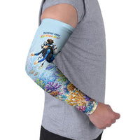 Fiji Taveuni Rainbow Reef Arm Sleeves Scuba Diver Vibrant Undersea Coral Garden Watercolor