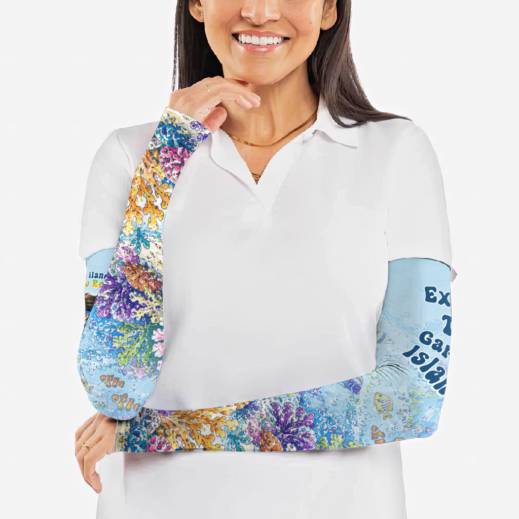 Fiji Taveuni Rainbow Reef Arm Sleeves Scuba Diver Vibrant Undersea Coral Garden Watercolor