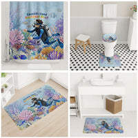 Fiji Taveuni Rainbow Reef Bathroom Set Scuba Diver Vibrant Undersea Coral Garden Watercolor