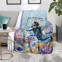 Fiji Taveuni Rainbow Reef Blanket Scuba Diver Vibrant Undersea Coral Garden Watercolor