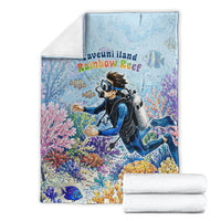 Fiji Taveuni Rainbow Reef Blanket Scuba Diver Vibrant Undersea Coral Garden Watercolor