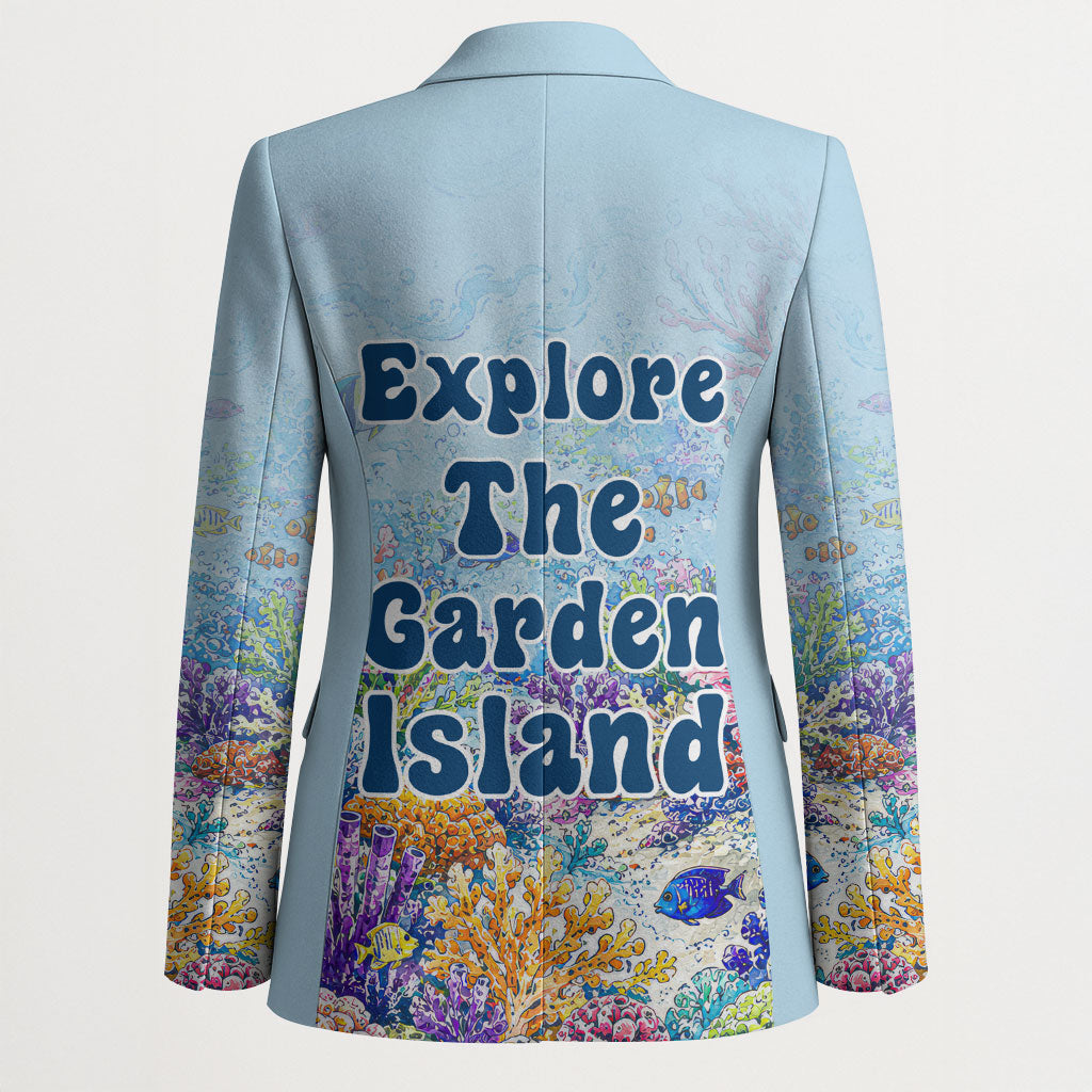 Fiji Taveuni Rainbow Reef Blazer Scuba Diver Vibrant Undersea Coral Garden Watercolor