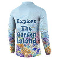 Fiji Taveuni Rainbow Reef Button Sweatshirt Scuba Diver Vibrant Undersea Coral Garden Watercolor