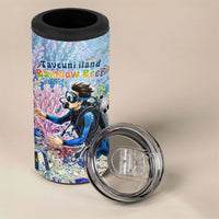 Fiji Taveuni Rainbow Reef 4 in 1 Can Cooler Tumbler Scuba Diver Vibrant Undersea Coral Garden Watercolor