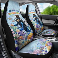 Fiji Taveuni Rainbow Reef Car Seat Cover Scuba Diver Vibrant Undersea Coral Garden Watercolor