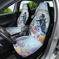 Fiji Taveuni Rainbow Reef Car Seat Cover Scuba Diver Vibrant Undersea Coral Garden Watercolor