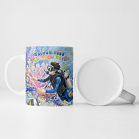 Fiji Taveuni Rainbow Reef Ceramic Mug Scuba Diver Vibrant Undersea Coral Garden Watercolor