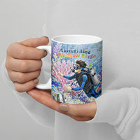 Fiji Taveuni Rainbow Reef Ceramic Mug Scuba Diver Vibrant Undersea Coral Garden Watercolor