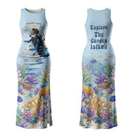 Fiji Taveuni Rainbow Reef Family Matching Tank Maxi Dress and Hawaiian Shirt Scuba Diver Vibrant Undersea Coral Garden Watercolor