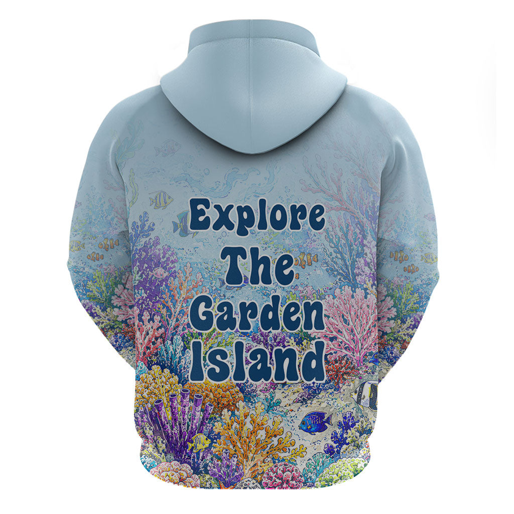 Fiji Taveuni Rainbow Reef Hoodie Scuba Diver Vibrant Undersea Coral Garden Watercolor