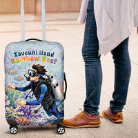 Fiji Taveuni Rainbow Reef Luggage Cover Scuba Diver Vibrant Undersea Coral Garden Watercolor